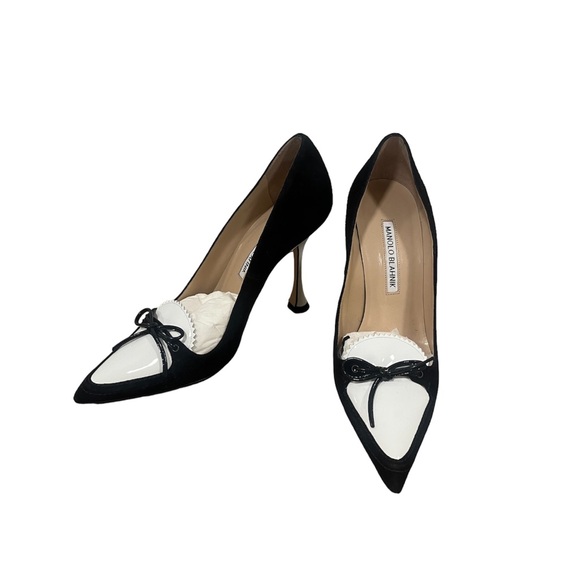 Manolo Blahnik Shoes - Manolo Blahnik Black & White Suede Pumps